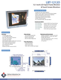 12 inch led lcd industrial display monitor datasheet