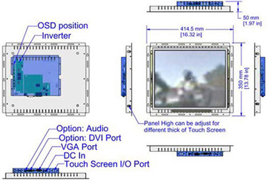 17 inch LCD open frame monitor mechanicl diagram